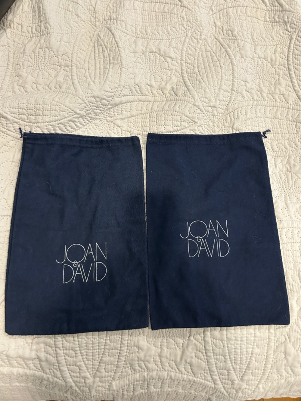 Joan & David Navy Drawstring Shoe Dust Bags - Pair
